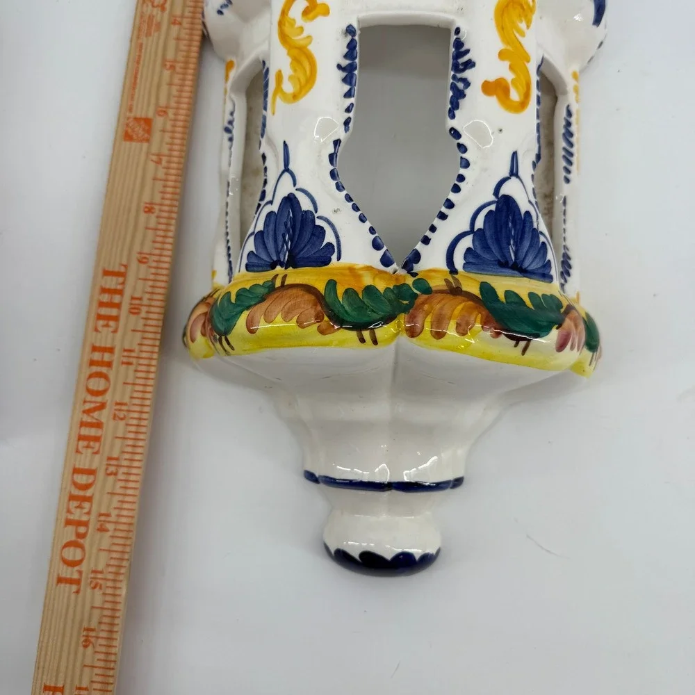 Ceramic Wall Lantern Sconce Multi-Color Hand Painted Majolica‎ Style Portguese